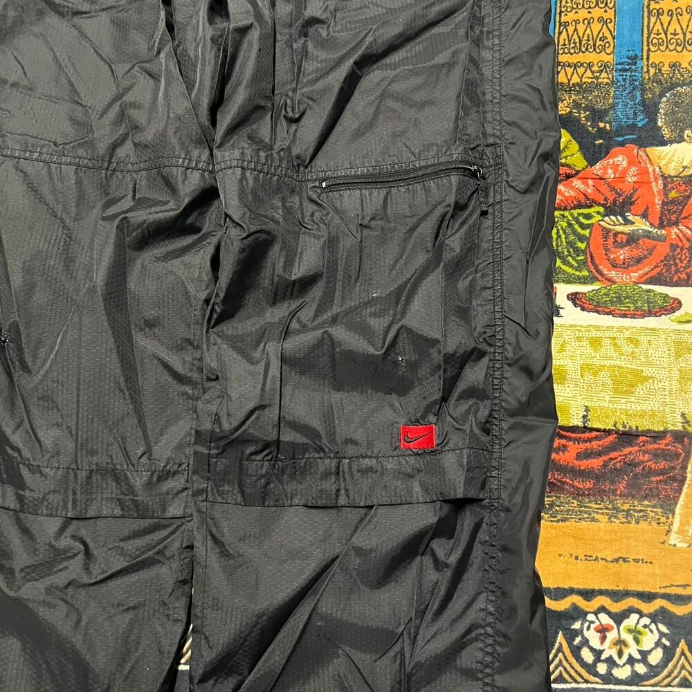 Vintage Black Nike track pants Size large baggy wide leg fit swoosh cargo y2k - Picture 4 of 8